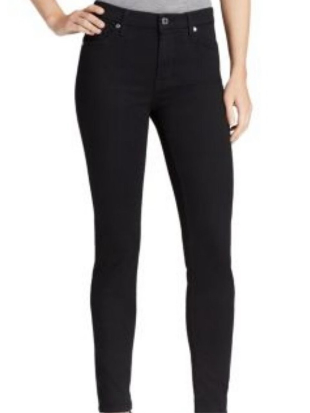 7 For All Mankind the Skinny Jeans Mid rise Stretch in Black